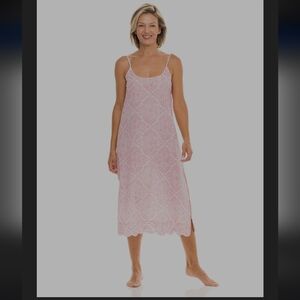 Heidi Carey Coral Filigree Slip Nightgown Large EUC